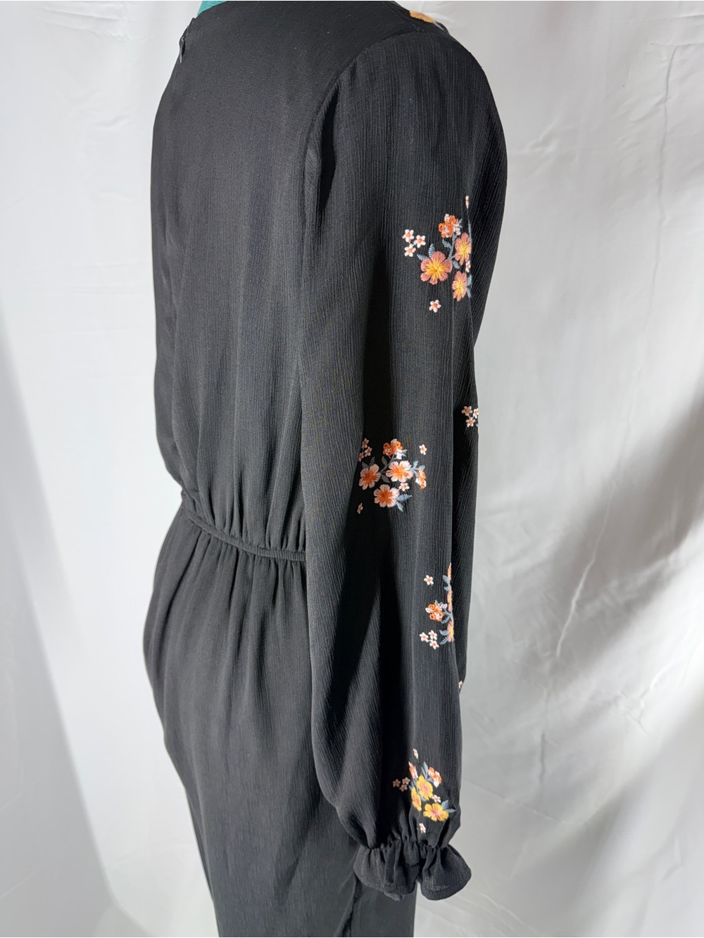 Savanna Jane Black Jumpsuit with Pink and Orange Floral Embroidery - Picture 7 of 11